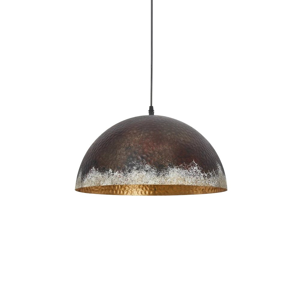 Lampada a sospensione a cupola in metallo martellato rusty a 1 luce