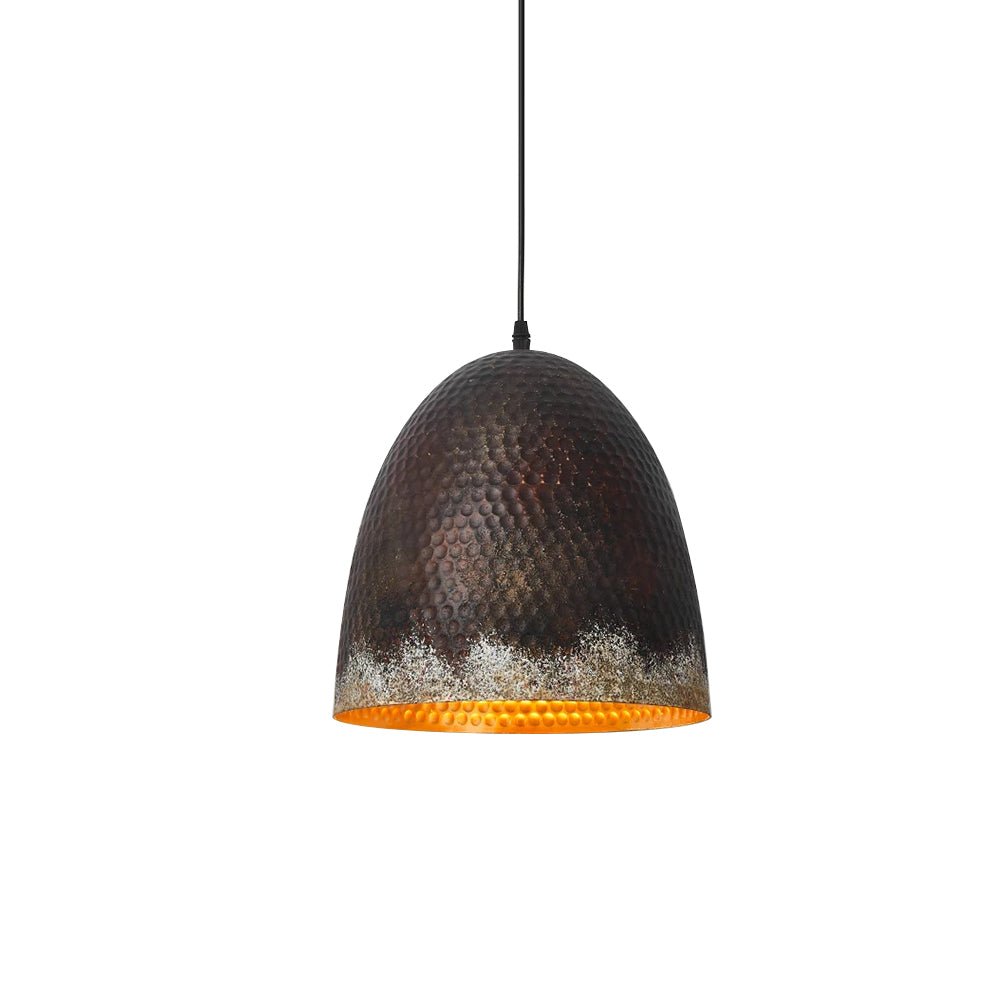 Lampada a sospensione a cupola in metallo martellato rusty a 1 luce