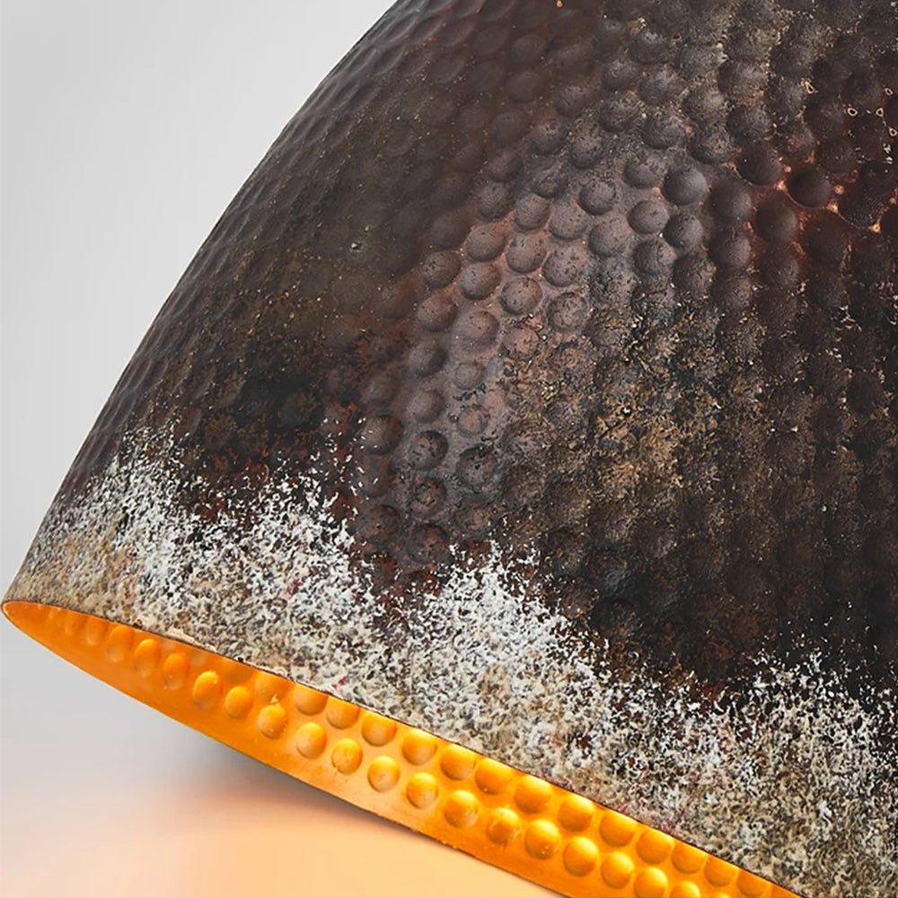 Lampada a sospensione a cupola in metallo martellato rusty a 1 luce