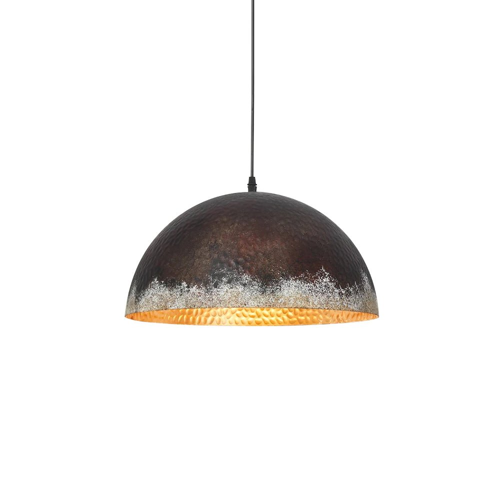 Lampada a sospensione a cupola in metallo martellato rusty a 1 luce