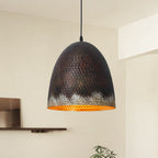 Lampada a sospensione a cupola in metallo martellato rusty a 1 luce
