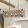 Rutsic 4-Lucernario Griglia Cornice Legno Isola Cucina Lampadario Rettangolare