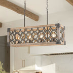 Rutsic 4-Lucernario Griglia Cornice Legno Isola Cucina Lampadario Rettangolare