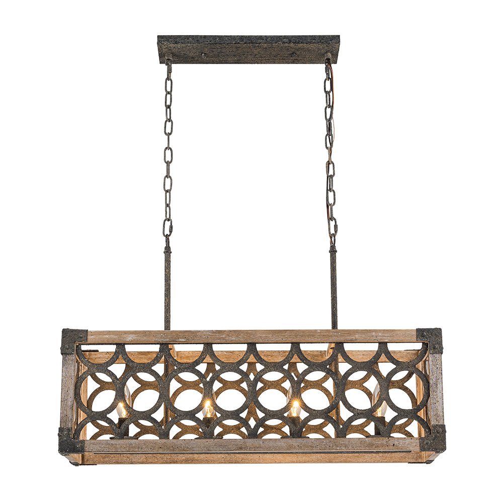 Rutsic 4-Lucernario Griglia Cornice Legno Isola Cucina Lampadario Rettangolare