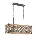 Rutsic 4-Lucernario Griglia Cornice Legno Isola Cucina Lampadario Rettangolare