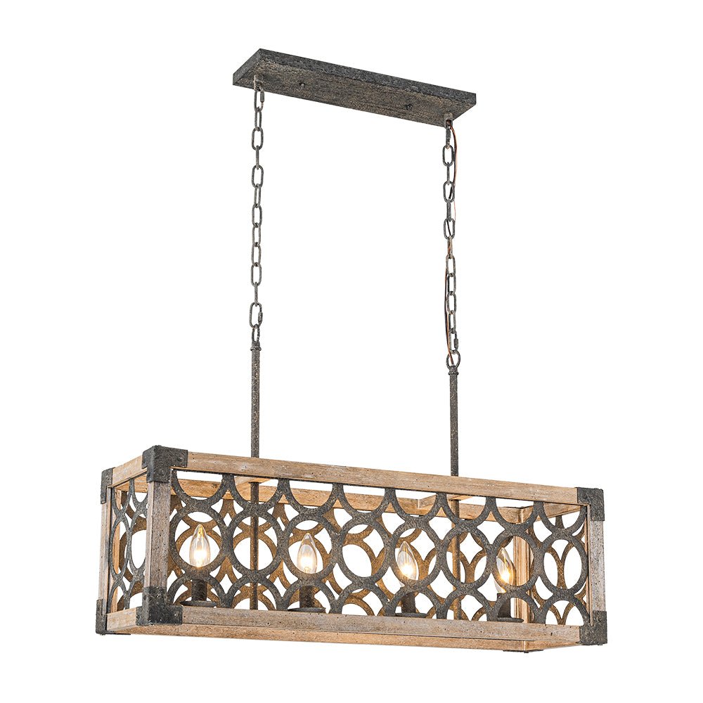 Rutsic 4-Lucernario Griglia Cornice Legno Isola Cucina Lampadario Rettangolare