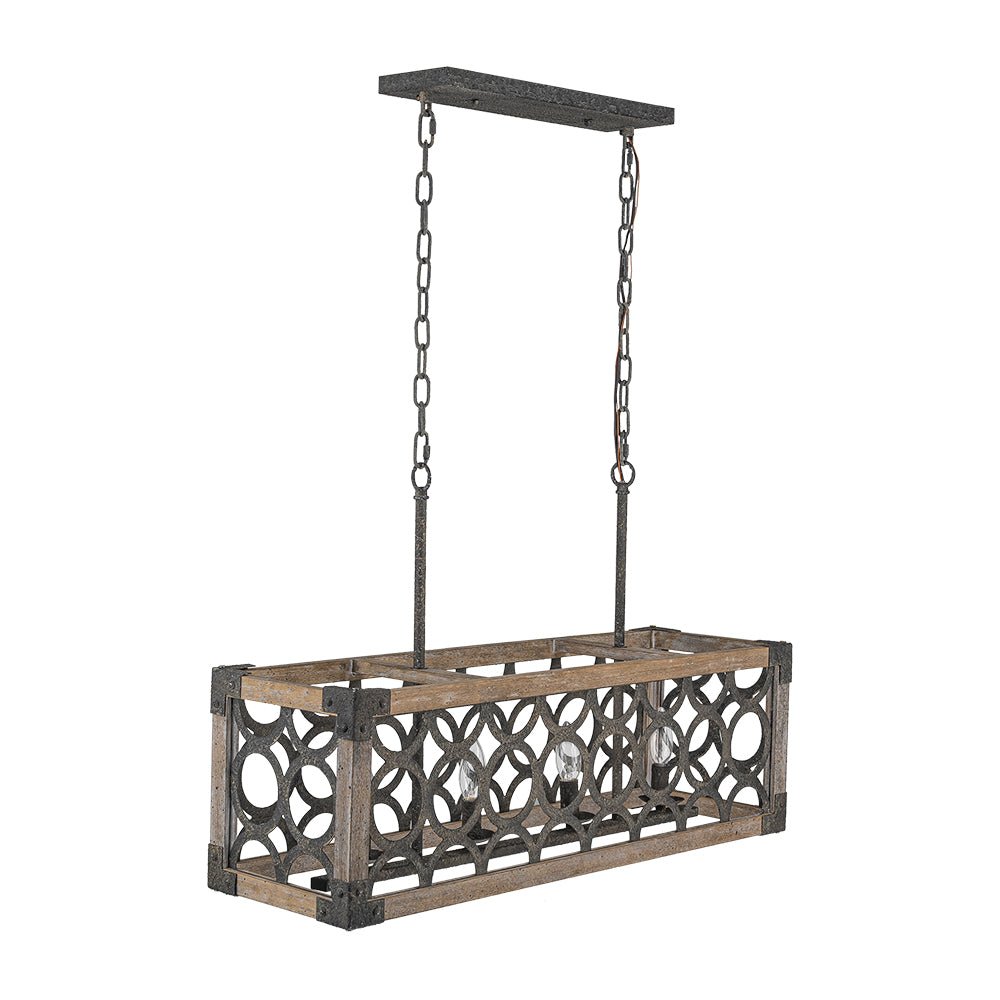 Rutsic 4-Lucernario Griglia Cornice Legno Isola Cucina Lampadario Rettangolare