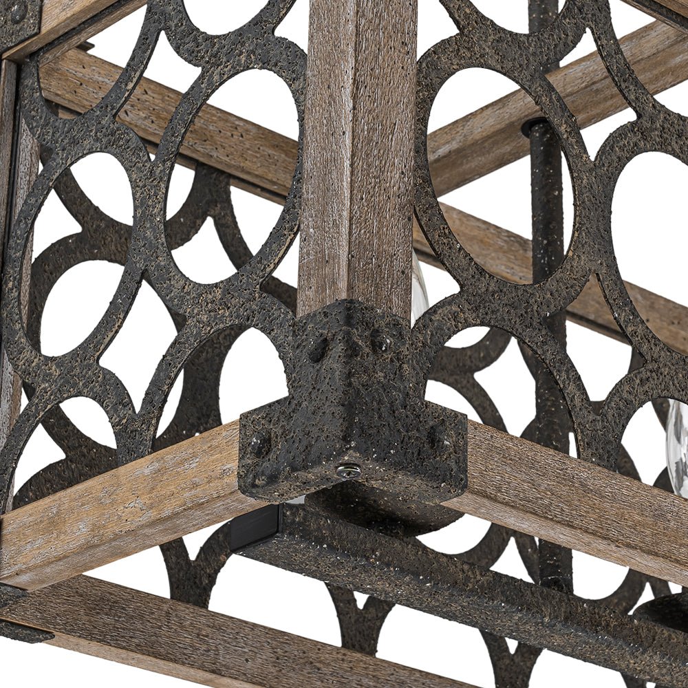 Rutsic 4-Lucernario Griglia Cornice Legno Isola Cucina Lampadario Rettangolare