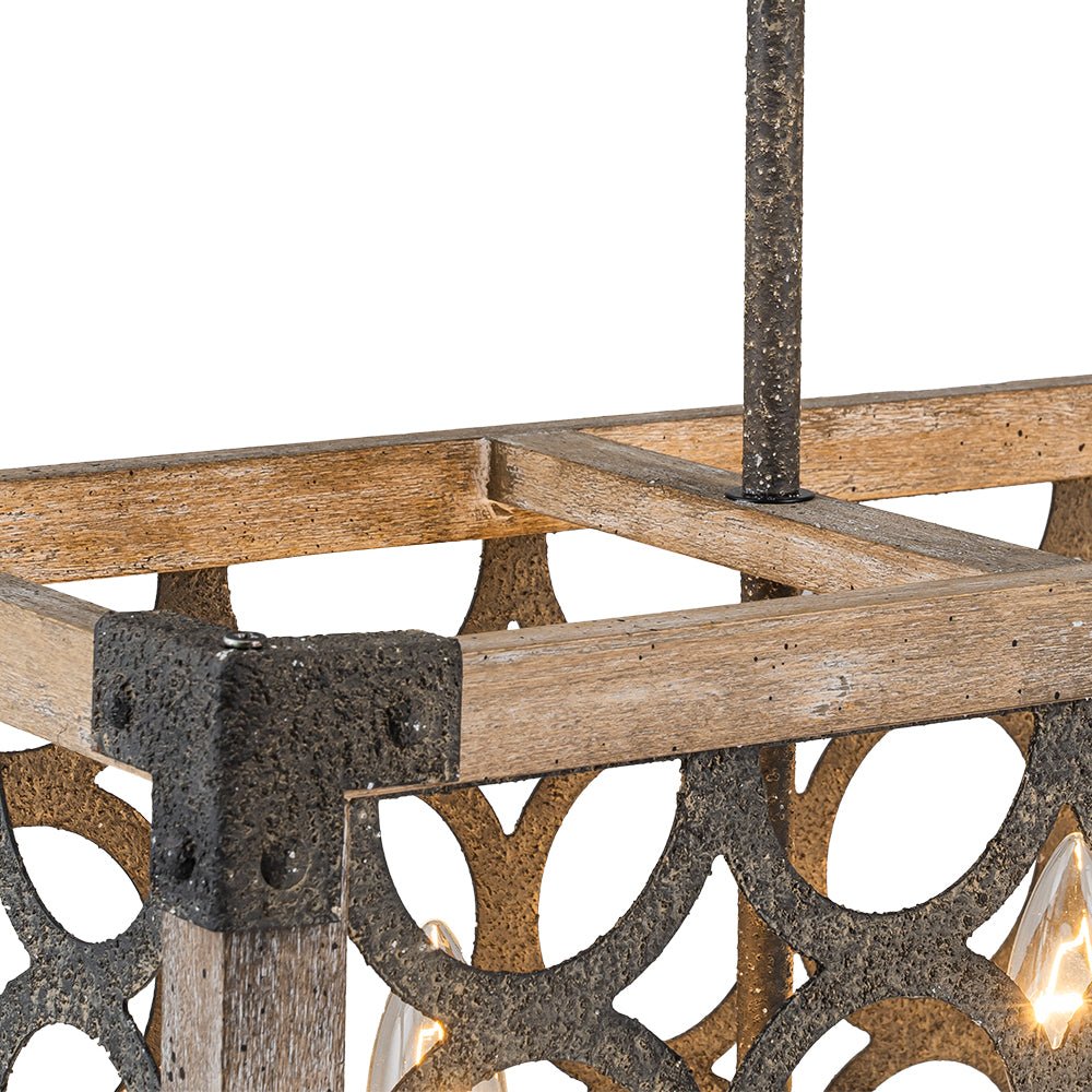 Rutsic 4-Lucernario Griglia Cornice Legno Isola Cucina Lampadario Rettangolare