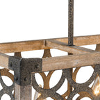 Rutsic 4-Lucernario Griglia Cornice Legno Isola Cucina Lampadario Rettangolare