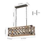 Rutsic 4-Lucernario Griglia Cornice Legno Isola Cucina Lampadario Rettangolare