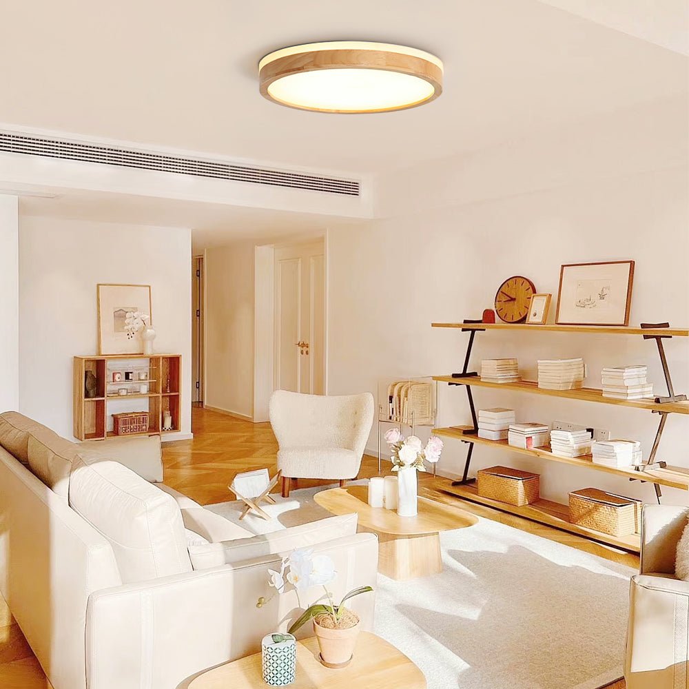 Lampada da soffitto a LED dimmerabile con accentuazione in legno Scandinavia