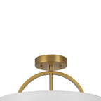 Plafoniera Semi Flush a Tamburo con Ombrello in Lino a 2 Luci