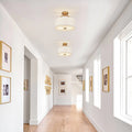 Plafoniera Semi Flush a Tamburo con Ombrello in Lino a 2 Luci