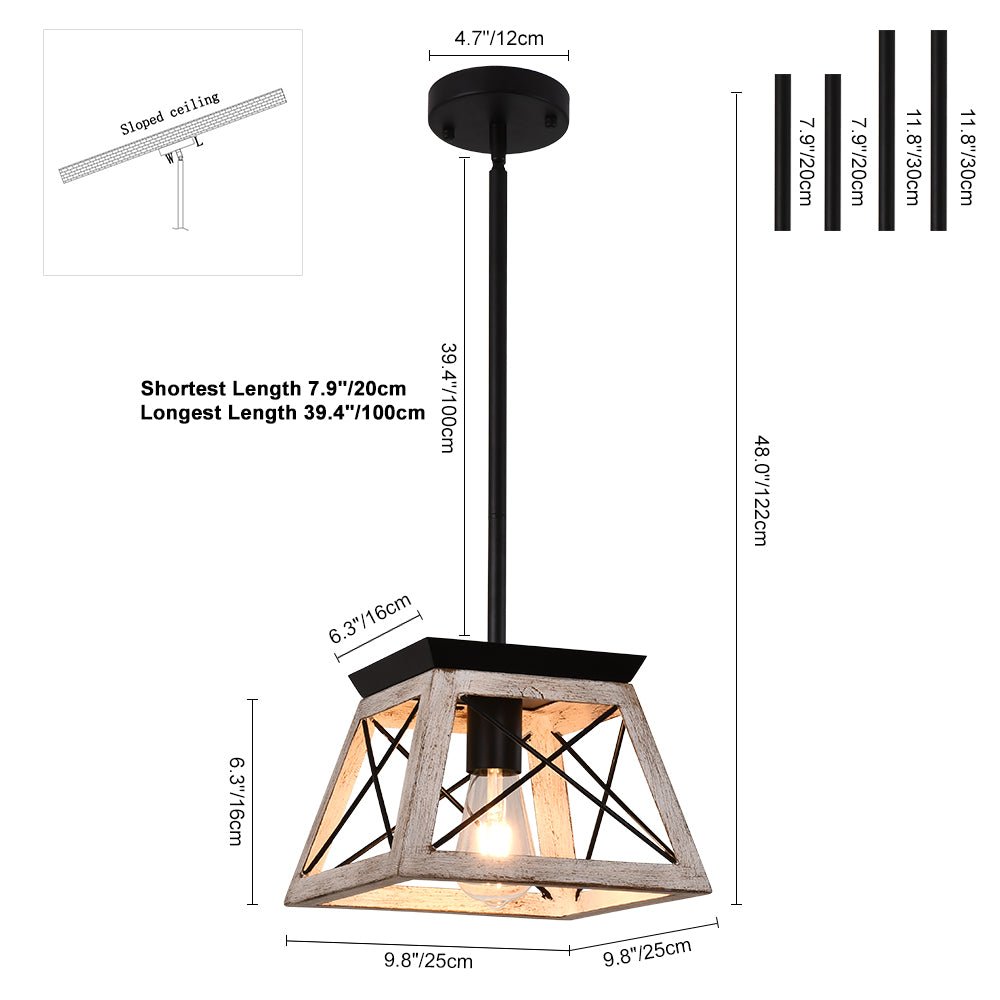 Lampada a Sospensione Rustica Quadrata Singola