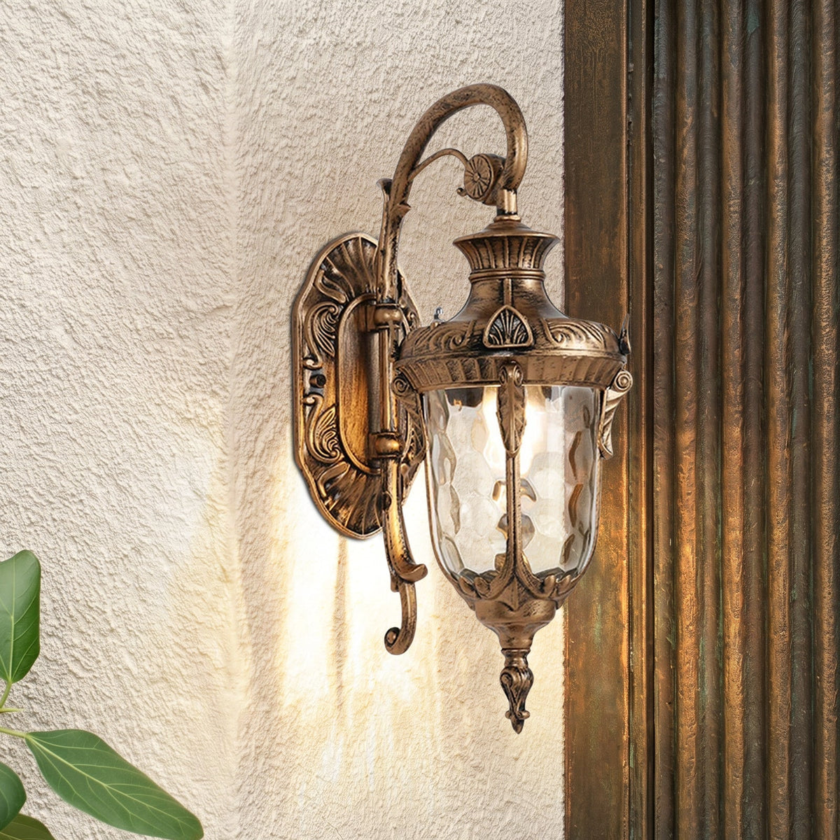 Lanterna Tradizionale a 1 Luce con Vetro Martellato per Esterni, Luce da Parete da Giardino