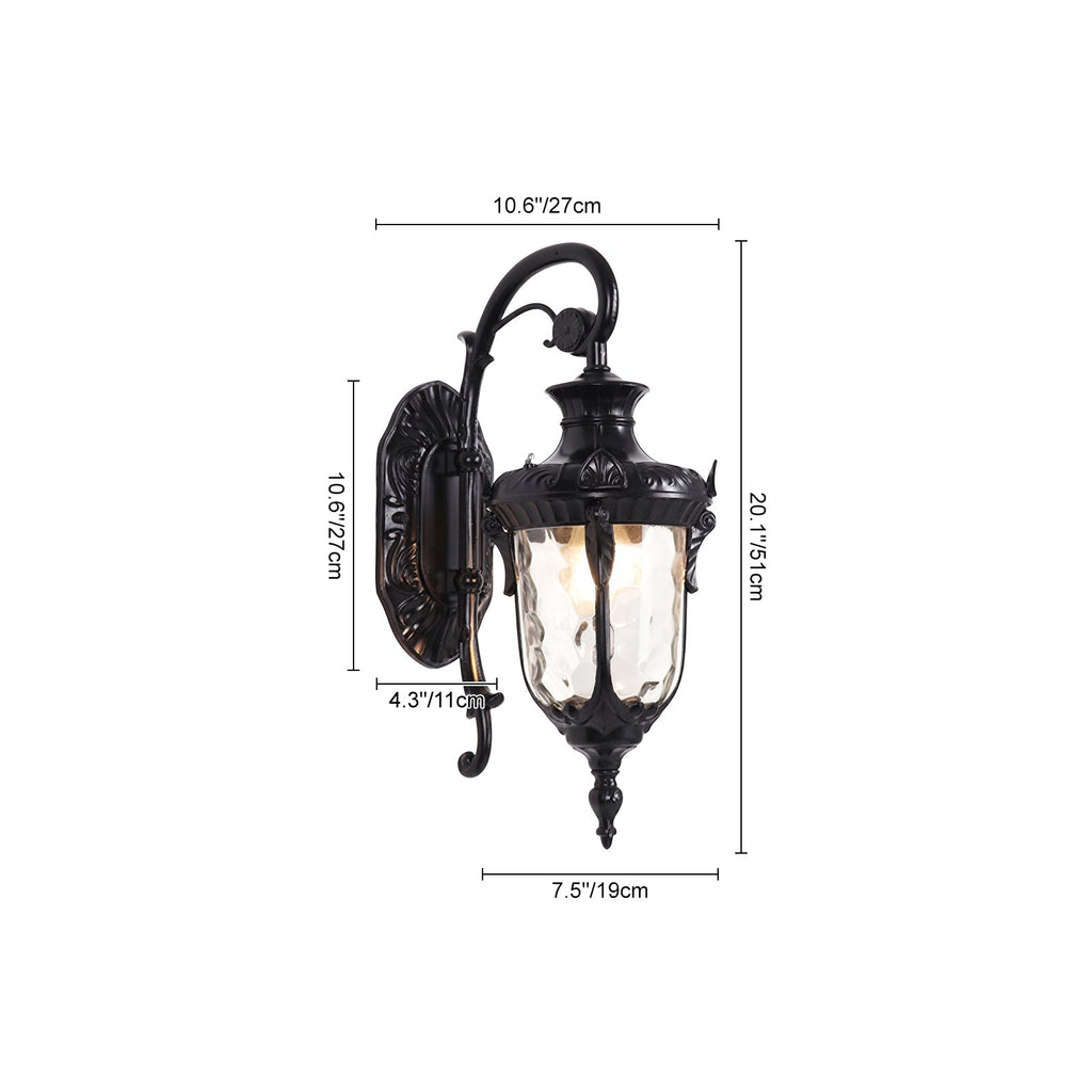 Lanterna Tradizionale a 1 Luce con Vetro Martellato per Esterni, Luce da Parete da Giardino