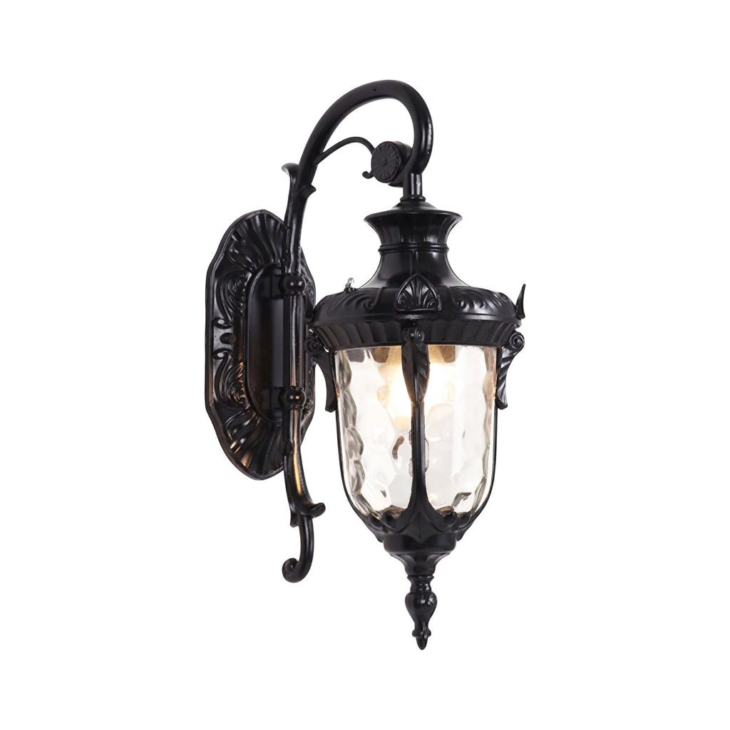 Lanterna Tradizionale a 1 Luce con Vetro Martellato per Esterni, Luce da Parete da Giardino