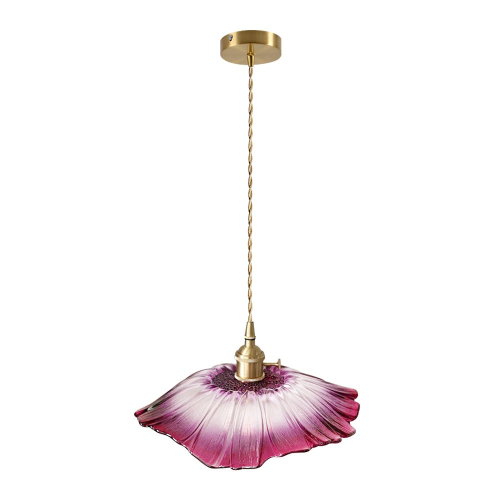 Lampada a sospensione in vetro ispirata ai fiori di loto vintage tradizionale a 1 luce