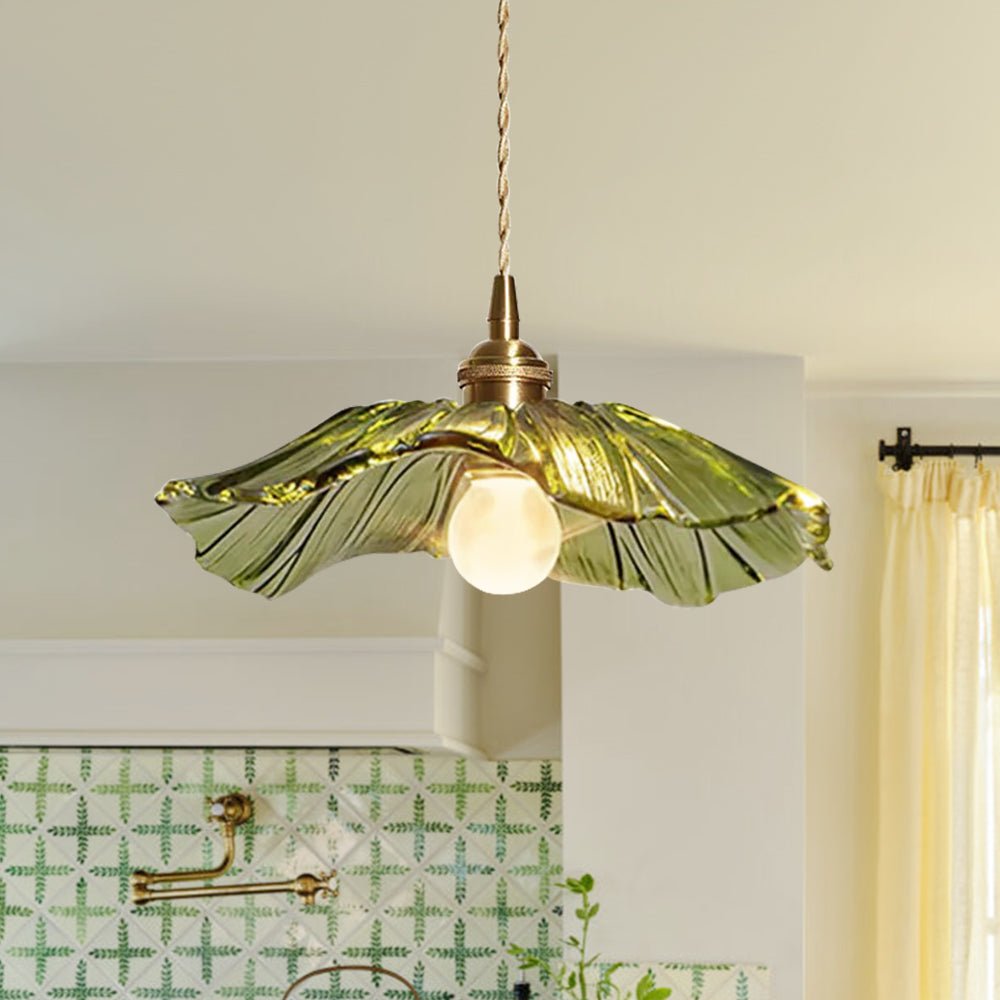 Lampada a sospensione in vetro ispirata ai fiori di loto vintage tradizionale a 1 luce