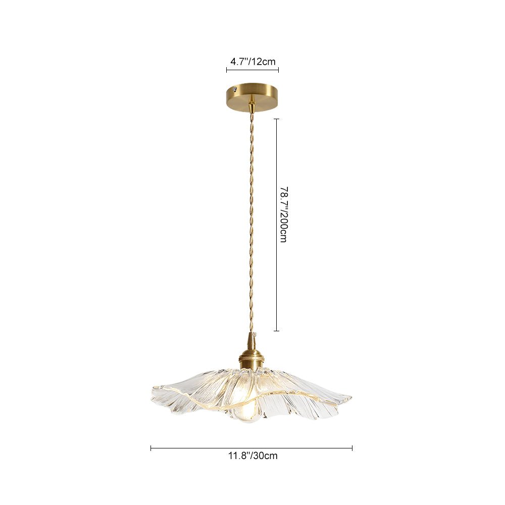 Lampada a sospensione in vetro ispirata ai fiori di loto vintage tradizionale a 1 luce
