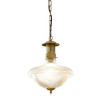 Lampada a sospensione con paralume in vetro metallico rigato vintage tradizionale a 1 luce