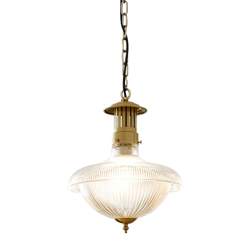 Lampada a sospensione con paralume in vetro metallico rigato vintage tradizionale a 1 luce