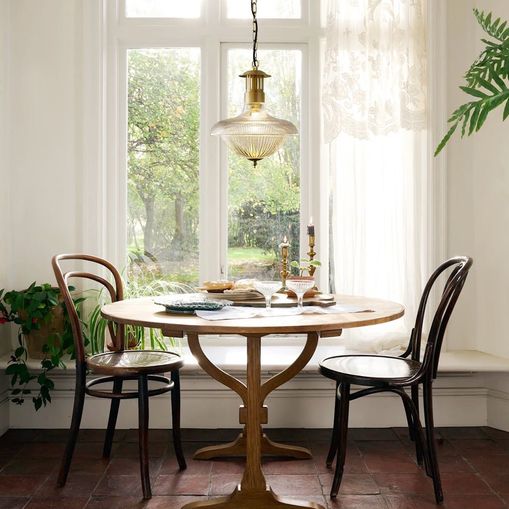 Lampada a sospensione con paralume in vetro metallico rigato vintage tradizionale a 1 luce