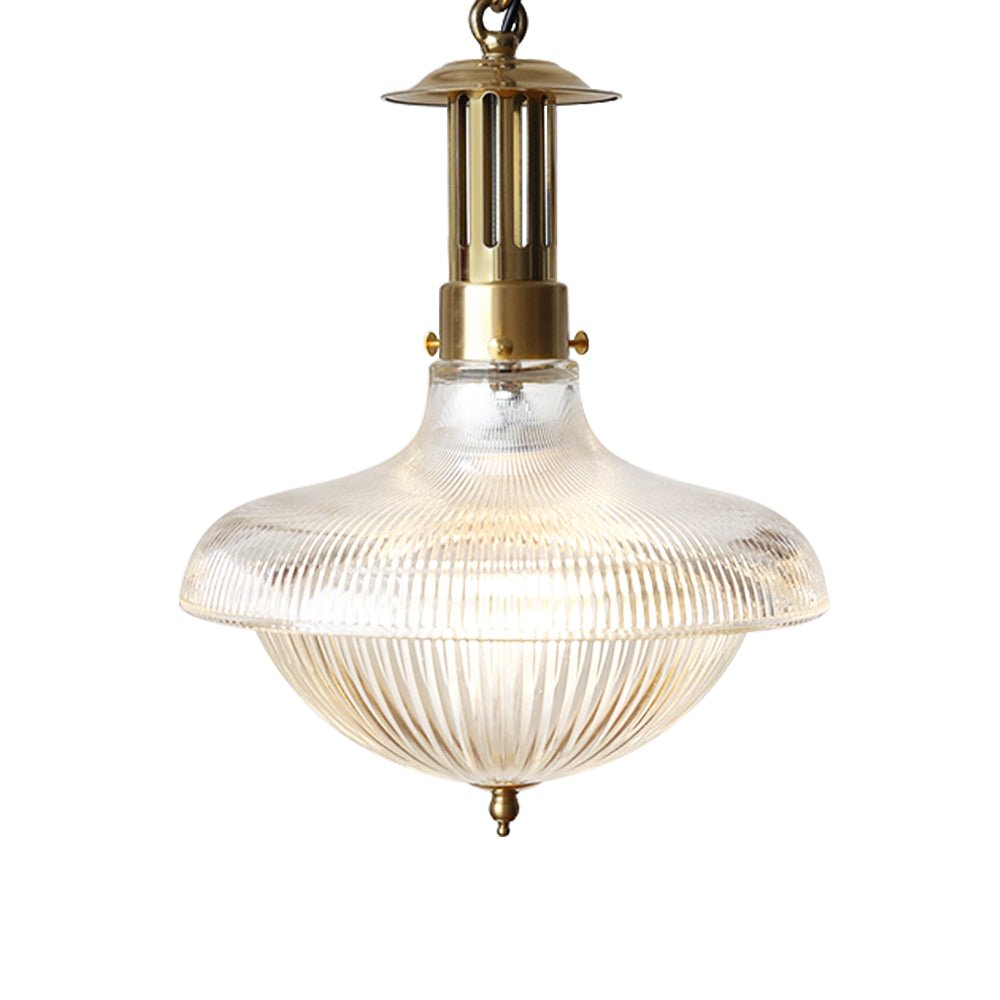 Lampada a sospensione con paralume in vetro metallico rigato vintage tradizionale a 1 luce