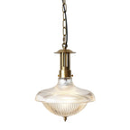 Lampada a sospensione con paralume in vetro metallico rigato vintage tradizionale a 1 luce