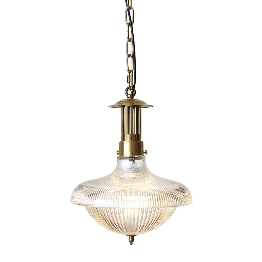 Lampada a sospensione con paralume in vetro metallico rigato vintage tradizionale a 1 luce