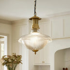 Lampada a sospensione con paralume in vetro metallico rigato vintage tradizionale a 1 luce