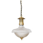 Lampada a sospensione con paralume in vetro metallico rigato vintage tradizionale a 1 luce