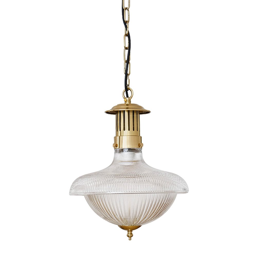 Lampada a sospensione con paralume in vetro metallico rigato vintage tradizionale a 1 luce