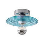 Lampada da soffitto semi a disco rotondo in vetro ondulato con 1 luce