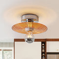 Lampada da soffitto semi a disco rotondo in vetro ondulato con 1 luce