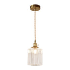 Lampada a sospensione vintage a 1 luce in vetro d'acqua martellato quadrato