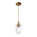 Lampada a sospensione vintage a 1 luce in vetro d'acqua martellato quadrato