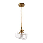 Lampada a sospensione vintage a 1 luce in vetro d'acqua martellato quadrato