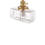 Lampada a sospensione vintage a 1 luce in vetro d'acqua martellato quadrato