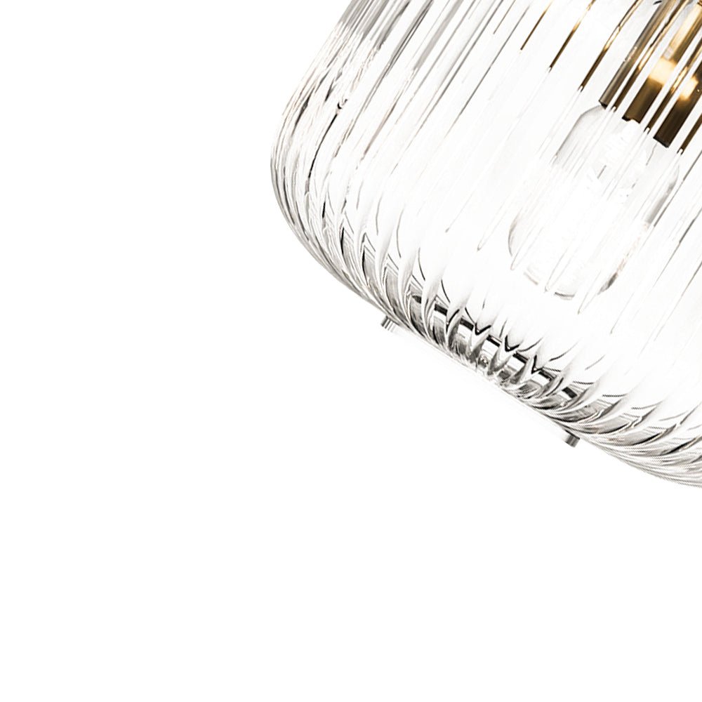 Lampadario Geometrico in Vetro Rigato a Forma di Zucca con 1 Luce Vintage