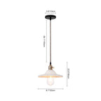 Lampada a sospensione vintage con paralume in vetro a forma di cono e bordo ondulato, 1 luce