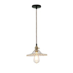 Lampada a sospensione vintage con paralume in vetro a forma di cono e bordo ondulato, 1 luce