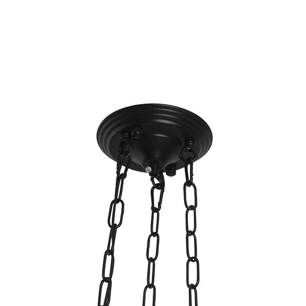 Lampada a sospensione scolastica vintage con paralume in ceramica a 3 luci