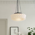 Lampada a sospensione scolastica vintage con paralume in ceramica a 3 luci