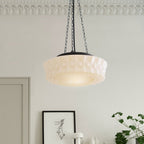 Lampada a sospensione scolastica vintage con paralume in ceramica a 3 luci