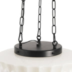 Lampada a sospensione scolastica vintage con paralume in ceramica a 3 luci