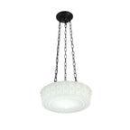 Lampada a sospensione scolastica vintage con paralume in ceramica a 3 luci