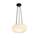 Lampada a sospensione scolastica vintage con paralume in ceramica a 3 luci