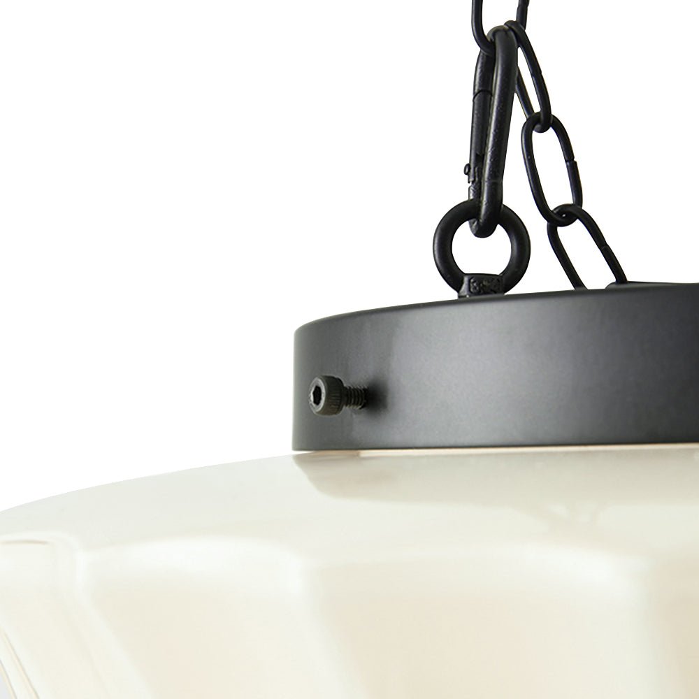 Lampada a sospensione scolastica vintage con paralume in ceramica a 3 luci